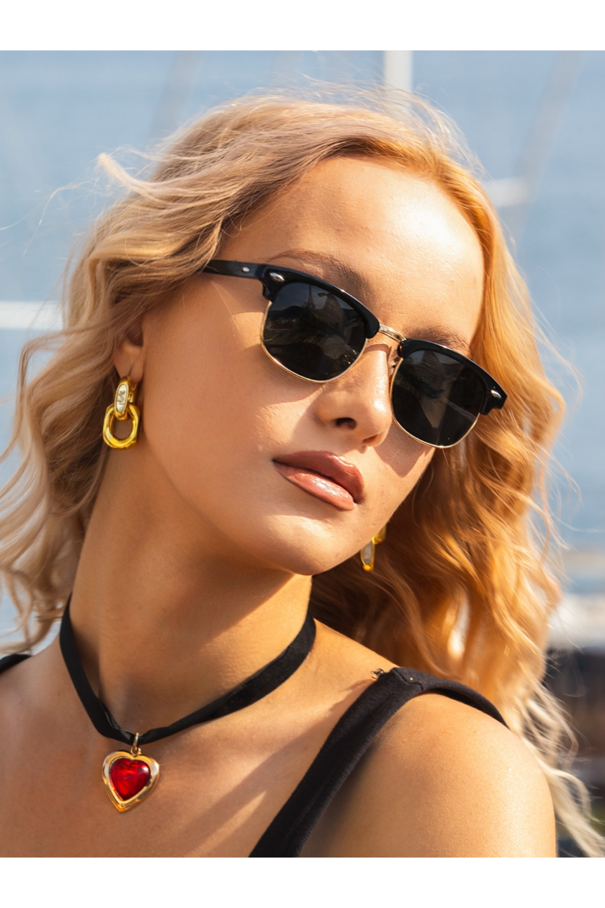 Club Master Black Gold Unisex Güneş Gözlüğü