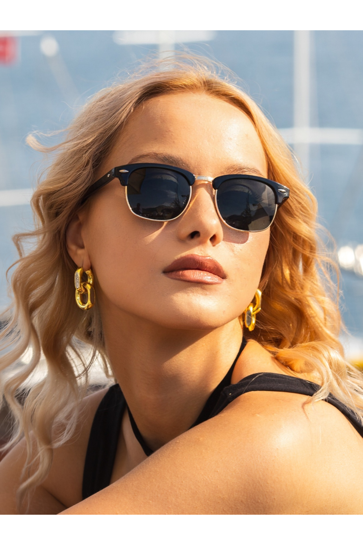 Club Master Black Gold Unisex Güneş Gözlüğü