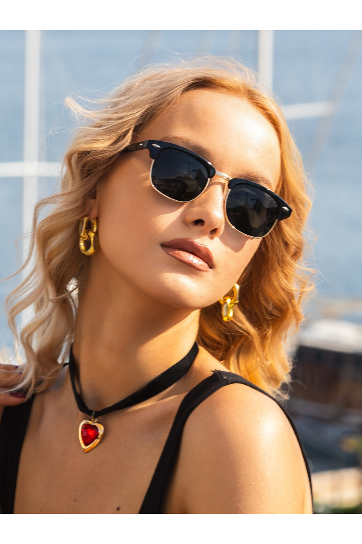 Club Master Black Gold Unisex Güneş Gözlüğü