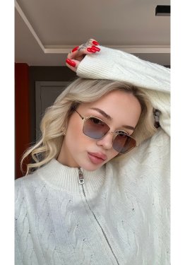 Geometrik Üçgen Surat Degrade Güneş Gözlüğü Gold Detaylı UV400 Korumalı