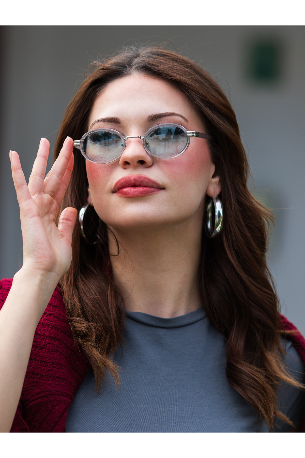 Oval Tasarım Güneş Gözlüğü Yeşil Cam