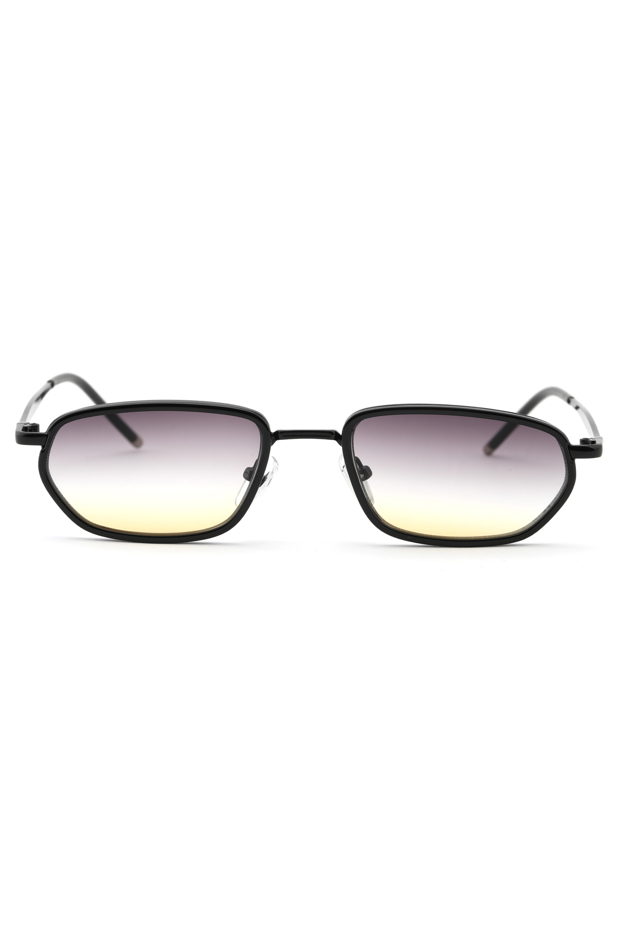 Minimal Geometrik Tasarım Siyah Çerçeve Siyah Çiftrenk Cam Güneş Gözlüğü