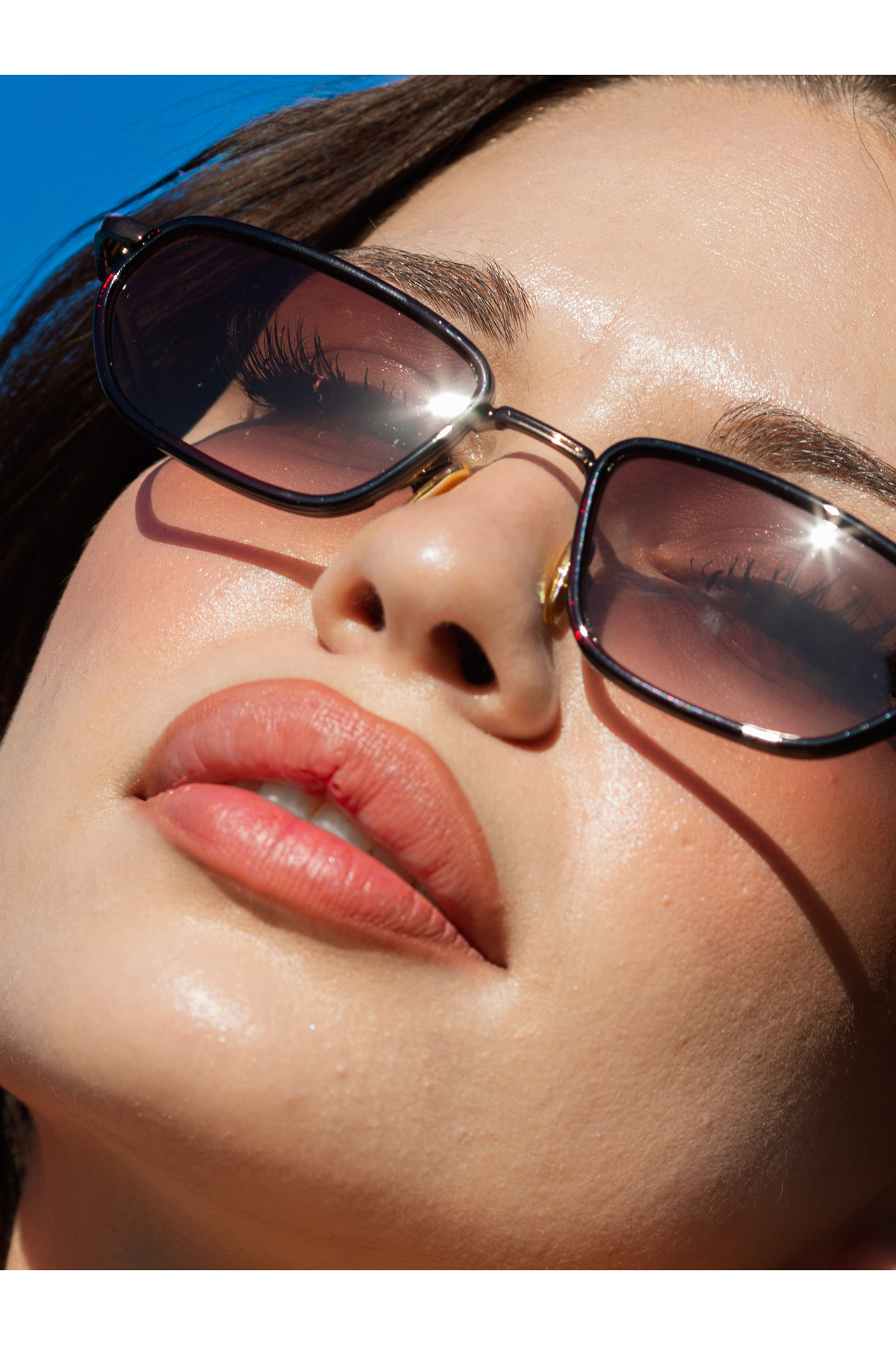 Minimal Geometrik Tasarım Kahverengi Çerçeve Kahverengi Cam Güneş Gözlüğü