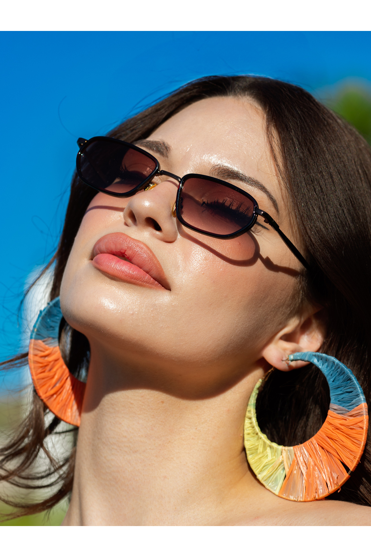 Minimal Geometrik Tasarım Kahverengi Çerçeve Kahverengi Cam Güneş Gözlüğü