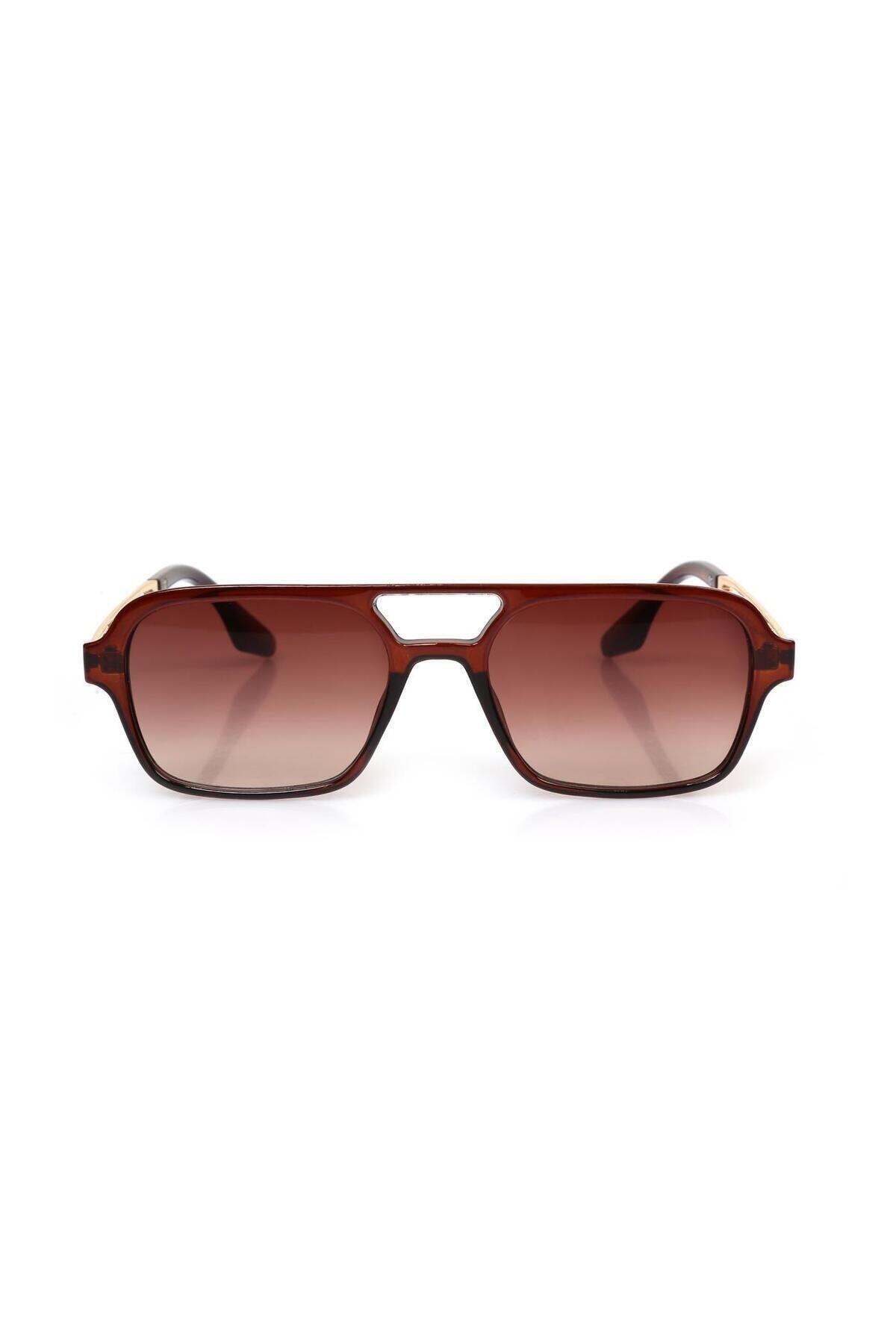 Kahverengi Çerçeve Kahverengi Cam Dikdörtgen Kadın Güneş Gözlüğü