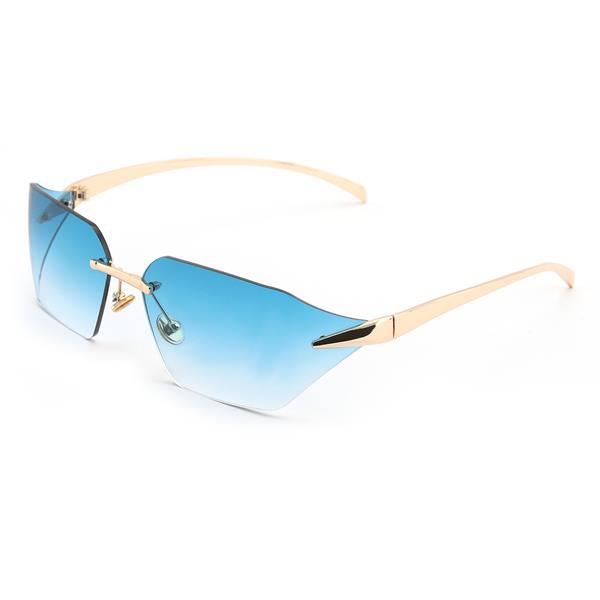 Geometrik Tasarım Mavi Yekpare Cam Kadın Güneş Gözlüğü Ce Belgelli̇ Uv400 Korumali