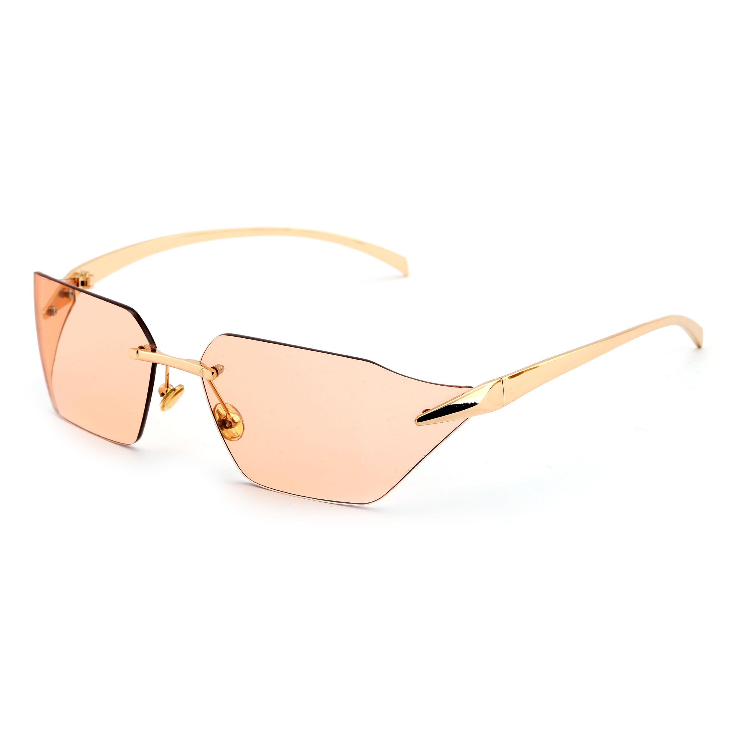 Geometrik Tasarım Pembe Yekpare Cam Kadın Güneş Gözlüğü Ce Belgelli̇ Uv400 Korumali