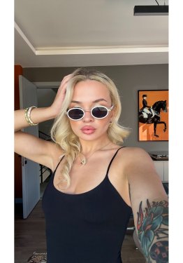 Oval Tasarım Güneş Gözlüğü Siyah Cam