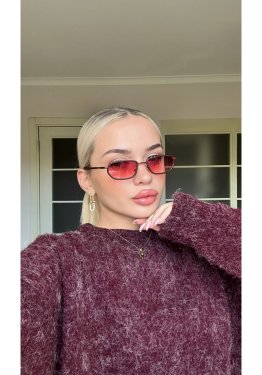 Minimal Geometrik Tasarım Bordo Çerçeve Bordo Cam Güneş