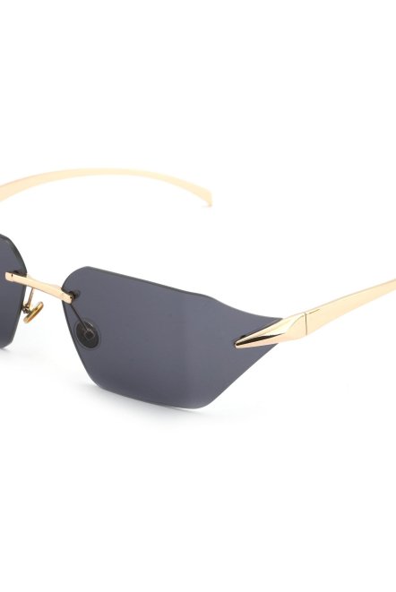 Geometrik Tasarım Gold Siyah Yekpare Cam Kadın Güneş Gözlüğü Ce Belgelli̇ Uv400 Korumali