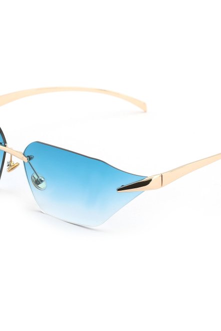 Geometrik Tasarım Mavi Yekpare Cam Kadın Güneş Gözlüğü Ce Belgelli̇ Uv400 Korumali